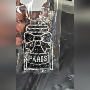 New In Package Black and Silver Beaded Keychain